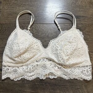 Colsie Lace Bralette White‎ Womens Size Large Bohemian Coquette